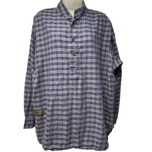Vermont Flannel Co. Henley Cotton Purple Gray Plaid Shirt Unisex Size Medium - Picture 1 of 5